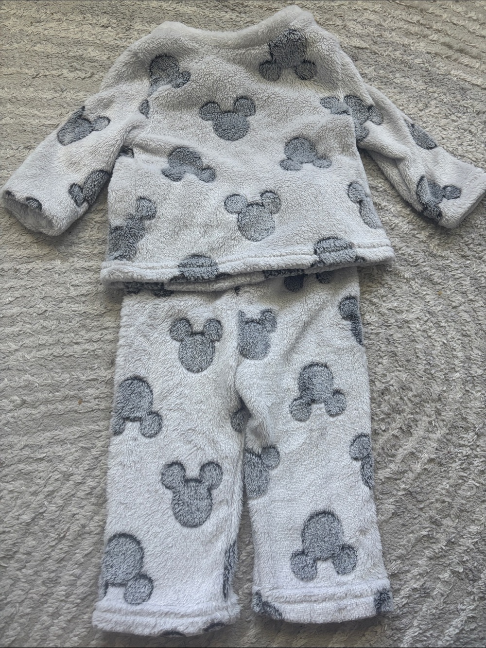 Cozy Gray Plush Mickey Set - 6-9 months